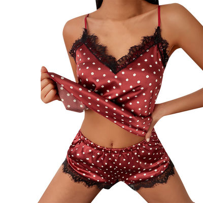 Soft Underwear Satin Lace Floral Edge Sleepwear Sexy Tempt Pajamas For Women Lingerie